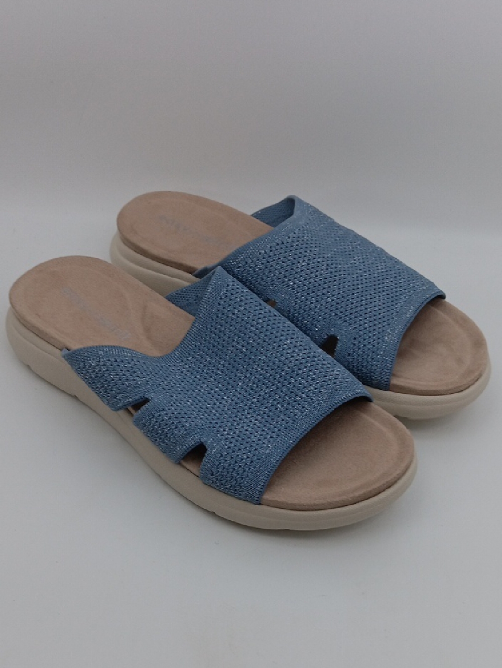 Light Blue METTAIC Knit Slide Mules - Comfortable Women's Slip-On Clogs SIZE 9